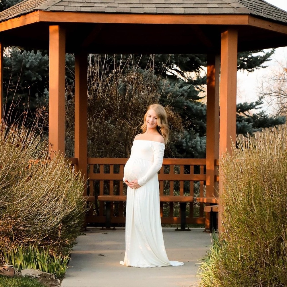 PinkBlush Maternity off the shoulder maxi dress